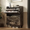 image:imageVINGLI 6 Flip Drawer Shoe Cabinet for Entryway Rustic Shoe Storage Cabinet with 5 Solid Wood Legs Farmhouse Barn Door Design Shoe Organizer for Hallway Bedroom or Living Room Natural Wood FinishDark Rustic Oak