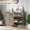 image:imageVINGLI 6 Flip Drawer Shoe Cabinet for Entryway Rustic Shoe Storage Cabinet with 5 Solid Wood Legs Farmhouse Barn Door Design Shoe Organizer for Hallway Bedroom or Living Room Natural Wood FinishRustic Grey Oak