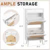 image:imageVINGLI 6 Flip Drawer Shoe Cabinet for Entryway Rustic Shoe Storage Cabinet with 5 Solid Wood Legs Farmhouse Barn Door Design Shoe Organizer for Hallway Bedroom or Living Room Natural Wood FinishWhite  Oak Rattan