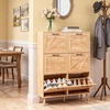 image:imageVINGLI 6 Flip Drawer Shoe Cabinet for Entryway Rustic Shoe Storage Cabinet with 5 Solid Wood Legs Farmhouse Barn Door Design Shoe Organizer for Hallway Bedroom or Living Room Natural Wood FinishNatural Wood Color