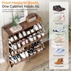 image:imageVINGLI 6 Flip Drawer Shoe Cabinet for Entryway Rustic Shoe Storage Cabinet with 5 Solid Wood Legs Farmhouse Barn Door Design Shoe Organizer for Hallway Bedroom or Living Room Natural Wood FinishRustic Brown