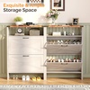 image:imageVINGLI 6 Flip Drawer Shoe Cabinet for Entryway Rustic Shoe Storage Cabinet with 5 Solid Wood Legs Farmhouse Barn Door Design Shoe Organizer for Hallway Bedroom or Living Room Natural Wood FinishRustic White  Vintage Brown