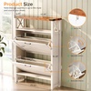 image:imageVINGLI 6 Flip Drawer Shoe Cabinet for Entryway Rustic Shoe Storage Cabinet with 5 Solid Wood Legs Farmhouse Barn Door Design Shoe Organizer for Hallway Bedroom or Living Room Natural Wood FinishRustic White  Vintage Brown