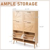 image:imageVINGLI 6 Flip Drawer Shoe Cabinet for Entryway Rustic Shoe Storage Cabinet with 5 Solid Wood Legs Farmhouse Barn Door Design Shoe Organizer for Hallway Bedroom or Living Room Natural Wood FinishNatural Wood Color