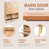 image:imageVINGLI 6 Flip Drawer Shoe Cabinet for Entryway Rustic Shoe Storage Cabinet with 5 Solid Wood Legs Farmhouse Barn Door Design Shoe Organizer for Hallway Bedroom or Living Room Natural Wood FinishNatural Wood Color