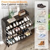 image:imageVINGLI 6 Flip Drawer Shoe Cabinet for Entryway Rustic Shoe Storage Cabinet with 5 Solid Wood Legs Farmhouse Barn Door Design Shoe Organizer for Hallway Bedroom or Living Room Natural Wood FinishDark Rustic Oak