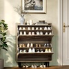 image:imageVINGLI 6 Flip Drawer Shoe Cabinet for Entryway Rustic Shoe Storage Cabinet with 5 Solid Wood Legs Farmhouse Barn Door Design Shoe Organizer for Hallway Bedroom or Living Room Natural Wood FinishWashed Grey
