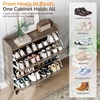 image:imageVINGLI 6 Flip Drawer Shoe Cabinet for Entryway Rustic Shoe Storage Cabinet with 5 Solid Wood Legs Farmhouse Barn Door Design Shoe Organizer for Hallway Bedroom or Living Room Natural Wood FinishRustic Grey Oak