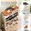 image:imageVINGLI 6 Flip Drawer Shoe Cabinet for Entryway Rustic Shoe Storage Cabinet with 5 Solid Wood Legs Farmhouse Barn Door Design Shoe Organizer for Hallway Bedroom or Living Room Natural Wood FinishRustic White  Vintage Brown