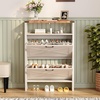 image:imageVINGLI 6 Flip Drawer Shoe Cabinet for Entryway Rustic Shoe Storage Cabinet with 5 Solid Wood Legs Farmhouse Barn Door Design Shoe Organizer for Hallway Bedroom or Living Room Natural Wood FinishRustic White  Vintage Brown
