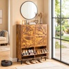 image:imageVINGLI 6 Flip Drawer Shoe Cabinet for Entryway Rustic Shoe Storage Cabinet with 5 Solid Wood Legs Farmhouse Barn Door Design Shoe Organizer for Hallway Bedroom or Living Room Natural Wood FinishRustic Brown