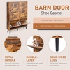 image:imageVINGLI 6 Flip Drawer Shoe Cabinet for Entryway Rustic Shoe Storage Cabinet with 5 Solid Wood Legs Farmhouse Barn Door Design Shoe Organizer for Hallway Bedroom or Living Room Natural Wood FinishRustic Brown