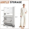 image:imageVINGLI 6 Flip Drawer Shoe Cabinet for Entryway Rustic Shoe Storage Cabinet with 5 Solid Wood Legs Farmhouse Barn Door Design Shoe Organizer for Hallway Bedroom or Living Room Natural Wood FinishRustic White