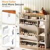 image:imageVINGLI 6 Flip Drawer Shoe Cabinet for Entryway Rustic Shoe Storage Cabinet with 5 Solid Wood Legs Farmhouse Barn Door Design Shoe Organizer for Hallway Bedroom or Living Room Natural Wood FinishRustic White  Vintage Brown
