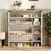 image:imageVINGLI 6 Flip Drawer Shoe Cabinet for Entryway Rustic Shoe Storage Cabinet with 5 Solid Wood Legs Farmhouse Barn Door Design Shoe Organizer for Hallway Bedroom or Living Room Natural Wood FinishRustic White  Vintage Brown
