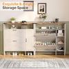 image:imageVINGLI 6 Flip Drawer Shoe Cabinet for Entryway Rustic Shoe Storage Cabinet with 5 Solid Wood Legs Farmhouse Barn Door Design Shoe Organizer for Hallway Bedroom or Living Room Natural Wood FinishRustic White  Vintage Brown