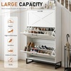 image:imageVINGLI 6 Flip Drawer Shoe Cabinet for Entryway Rustic Shoe Storage Cabinet with 5 Solid Wood Legs Farmhouse Barn Door Design Shoe Organizer for Hallway Bedroom or Living Room Natural Wood FinishRustic White