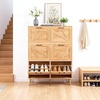 image:imageVINGLI 6 Flip Drawer Shoe Cabinet for Entryway Rustic Shoe Storage Cabinet with 5 Solid Wood Legs Farmhouse Barn Door Design Shoe Organizer for Hallway Bedroom or Living Room Natural Wood FinishNatural Wood Color