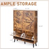 image:imageVINGLI 6 Flip Drawer Shoe Cabinet for Entryway Rustic Shoe Storage Cabinet with 5 Solid Wood Legs Farmhouse Barn Door Design Shoe Organizer for Hallway Bedroom or Living Room Natural Wood FinishRustic Brown