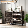 image:imageVINGLI 6 Flip Drawer Shoe Cabinet for Entryway Rustic Shoe Storage Cabinet with 5 Solid Wood Legs Farmhouse Barn Door Design Shoe Organizer for Hallway Bedroom or Living Room Natural Wood FinishDark Rustic Oak