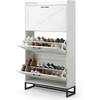 image:imageVINGLI 6 Flip Drawer Shoe Cabinet for Entryway Rustic Shoe Storage Cabinet with 5 Solid Wood Legs Farmhouse Barn Door Design Shoe Organizer for Hallway Bedroom or Living Room Natural Wood FinishRustic White