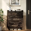 image:imageVINGLI 6 Flip Drawer Shoe Cabinet for Entryway Rustic Shoe Storage Cabinet with 5 Solid Wood Legs Farmhouse Barn Door Design Shoe Organizer for Hallway Bedroom or Living Room Natural Wood FinishDark Rustic Oak