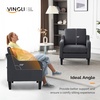 image:imageVINGLI Chair Dark Grey Upholstered Linen Accent Chair for Living Room Bedroom MidCentury Modern Arm Chair Comfy Reading Chair with Scooped Arms