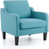 image:imageVINGLI Chair Teal Blue Upholstered Linen Accent Chair for Living Room Bedroom MidCentury Modern Arm Chair Comfy Reading Chair with Scooped Arms
