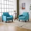 image:imageVINGLI Chair Teal Blue Upholstered Linen Accent Chair for Living Room Bedroom MidCentury Modern Arm Chair Comfy Reading Chair with Scooped Arms