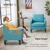 image:imageVINGLI Chair Teal Blue Upholstered Linen Accent Chair for Living Room Bedroom MidCentury Modern Arm Chair Comfy Reading Chair with Scooped Arms