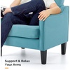 image:imageVINGLI Chair Teal Blue Upholstered Linen Accent Chair for Living Room Bedroom MidCentury Modern Arm Chair Comfy Reading Chair with Scooped Arms