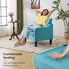 image:imageVINGLI Chair Teal Blue Upholstered Linen Accent Chair for Living Room Bedroom MidCentury Modern Arm Chair Comfy Reading Chair with Scooped Arms
