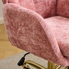image:imageVINGLI Comfy Fuzzy Vanity Chair Swivel Makeup Chair with Wheels Upholstered Height Adjustable Armchair with Gold Base Modern Ergonomic Desk Chair for Bedroom Home Office Pure WhitePink