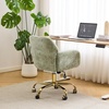 image:imageVINGLI Comfy Fuzzy Vanity Chair Swivel Makeup Chair with Wheels Upholstered Height Adjustable Armchair with Gold Base Modern Ergonomic Desk Chair for Bedroom Home Office Pure WhiteOlive Green