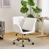 image:imageVINGLI Comfy Fuzzy Vanity Chair Swivel Makeup Chair with Wheels Upholstered Height Adjustable Armchair with Gold Base Modern Ergonomic Desk Chair for Bedroom Home Office Pure WhitePure White
