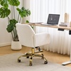 image:imageVINGLI Comfy Fuzzy Vanity Chair Swivel Makeup Chair with Wheels Upholstered Height Adjustable Armchair with Gold Base Modern Ergonomic Desk Chair for Bedroom Home Office Pure WhitePure White