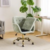 image:imageVINGLI Comfy Fuzzy Vanity Chair Swivel Makeup Chair with Wheels Upholstered Height Adjustable Armchair with Gold Base Modern Ergonomic Desk Chair for Bedroom Home Office Pure WhiteOlive Green