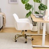 image:imageVINGLI Comfy Fuzzy Vanity Chair Swivel Makeup Chair with Wheels Upholstered Height Adjustable Armchair with Gold Base Modern Ergonomic Desk Chair for Bedroom Home Office Pure WhitePure White