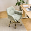image:imageVINGLI Comfy Fuzzy Vanity Chair Swivel Makeup Chair with Wheels Upholstered Height Adjustable Armchair with Gold Base Modern Ergonomic Desk Chair for Bedroom Home Office Pure WhiteOlive Green