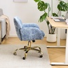 image:imageVINGLI Comfy Fuzzy Vanity Chair Swivel Makeup Chair with Wheels Upholstered Height Adjustable Armchair with Gold Base Modern Ergonomic Desk Chair for Bedroom Home Office Pure WhiteBlue