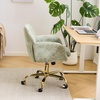 image:imageVINGLI Comfy Fuzzy Vanity Chair Swivel Makeup Chair with Wheels Upholstered Height Adjustable Armchair with Gold Base Modern Ergonomic Desk Chair for Bedroom Home Office Pure WhiteOlive Green