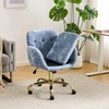image:imageVINGLI Comfy Fuzzy Vanity Chair Swivel Makeup Chair with Wheels Upholstered Height Adjustable Armchair with Gold Base Modern Ergonomic Desk Chair for Bedroom Home Office Pure WhiteBlue