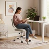 image:imageVINGLI Compact Small Desk Chair Cute Armless Chair with Wheels Vanity Chair with Low Back Height Adjustable Task Chair for Small Spaces Office Bedroom Make Up Room PU Leather Light GreyLight Grey