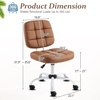 image:imageVINGLI Compact Small Desk Chair Cute Armless Chair with Wheels Vanity Chair with Low Back Height Adjustable Task Chair for Small Spaces Office Bedroom Make Up Room PU Leather Light GreyWarm Brown