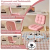image:imageVINGLI Compact Small Desk Chair Cute Armless Chair with Wheels Vanity Chair with Low Back Height Adjustable Task Chair for Small Spaces Office Bedroom Make Up Room PU Leather Light GreyPink