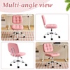 image:imageVINGLI Compact Small Desk Chair Cute Armless Chair with Wheels Vanity Chair with Low Back Height Adjustable Task Chair for Small Spaces Office Bedroom Make Up Room PU Leather Light GreyPink
