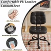 image:imageVINGLI Compact Small Desk Chair Cute Armless Chair with Wheels Vanity Chair with Low Back Height Adjustable Task Chair for Small Spaces Office Bedroom Make Up Room PU Leather Light GreyBlack