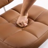 image:imageVINGLI Compact Small Desk Chair Cute Armless Chair with Wheels Vanity Chair with Low Back Height Adjustable Task Chair for Small Spaces Office Bedroom Make Up Room PU Leather Light GreyWarm Brown