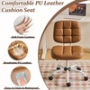 image:imageVINGLI Compact Small Desk Chair Cute Armless Chair with Wheels Vanity Chair with Low Back Height Adjustable Task Chair for Small Spaces Office Bedroom Make Up Room PU Leather Light GreyWarm Brown