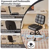 image:imageVINGLI Compact Small Desk Chair Cute Armless Chair with Wheels Vanity Chair with Low Back Height Adjustable Task Chair for Small Spaces Office Bedroom Make Up Room PU Leather Light GreyBlack